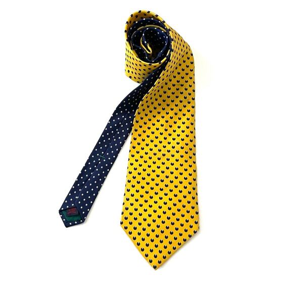 Tommy Hilfiger Tie Mens 100% Silk Yellow & Dark Blue 59” x 4” - Picture 1 of 10